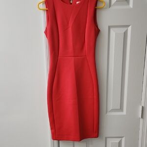Calvin Klein Collection Vibrant Red-Pink Midi Dress
